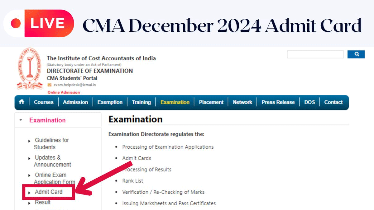 ICMAI CMA December 2024 Admit Card Released, Check Steps to Download