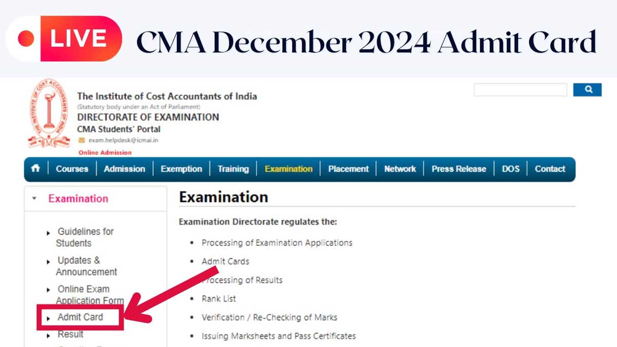 ICMAI CMA December 2024 Admit Card Released, Check Steps to Download