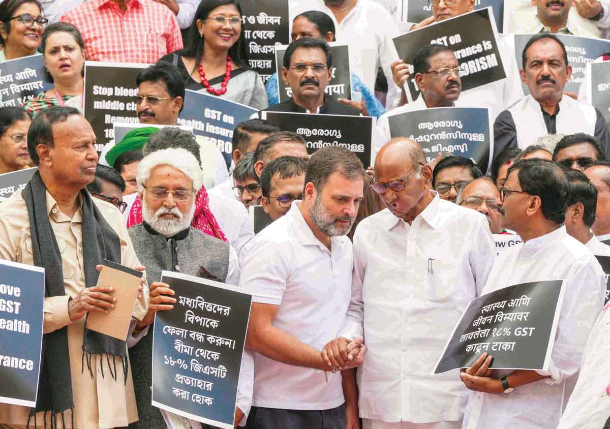 INDIA Bloc MPs protest in the Parliament premises regarding the Adani case