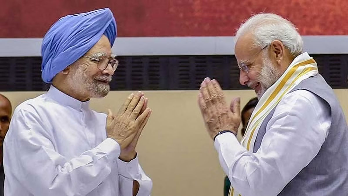 
PM Modi pays tribute to Manmohan Singh at his Delhi residence