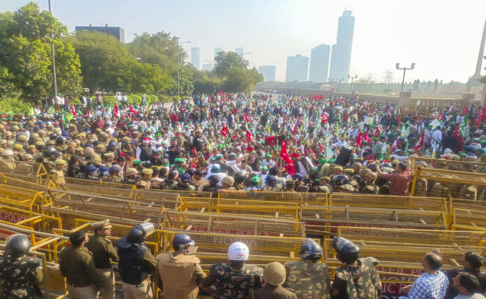 Police put up barricades at Shambhu border as farmers prepare to march towards Delhi.