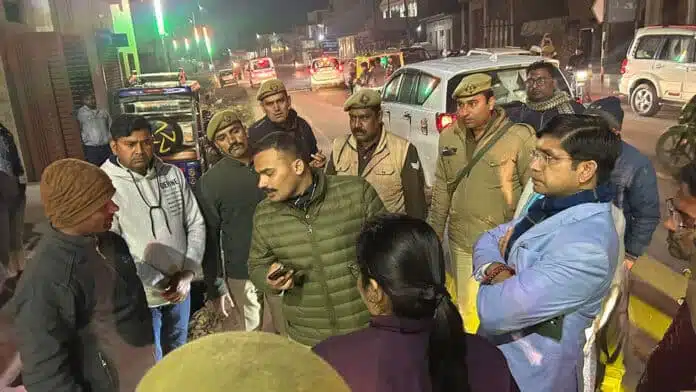 Officers patrolled on foot in Sambhal