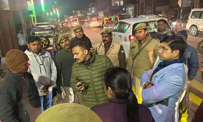 Officers patrolled on foot in Sambhal