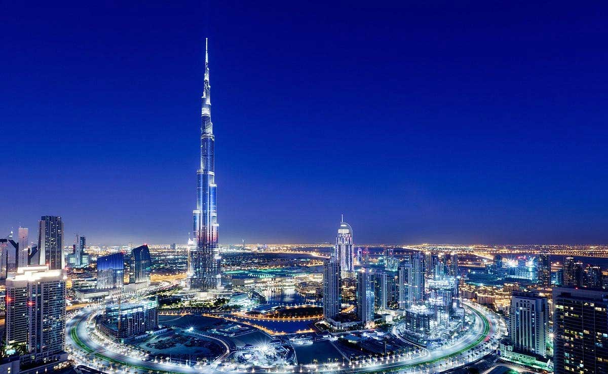 Burj Khalifa's facade transformed by twinkling lights