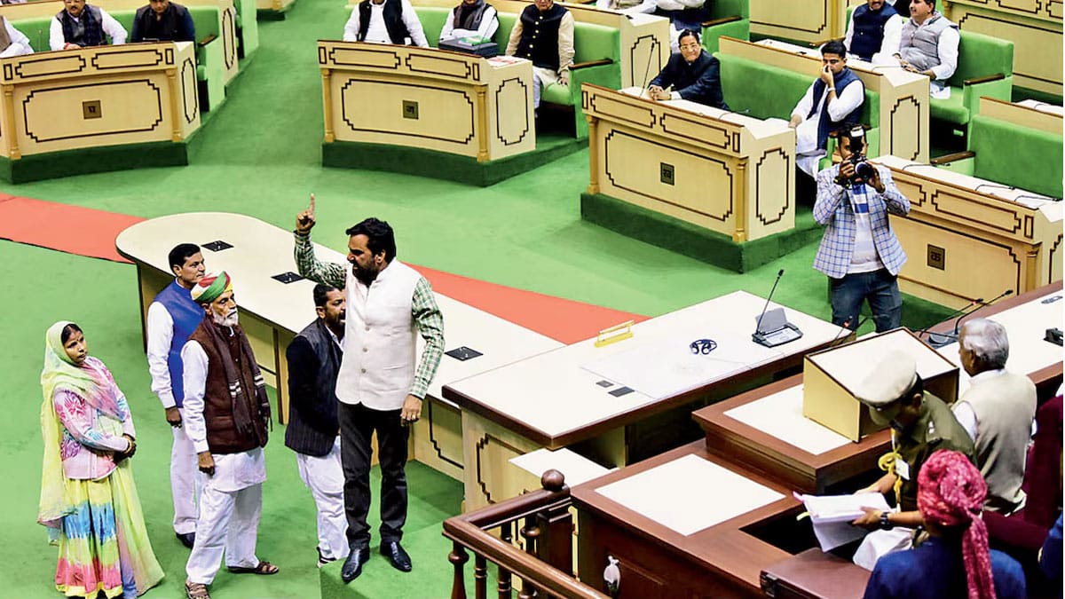 Congress MLAs staged a sit-in protest in Rajasthan