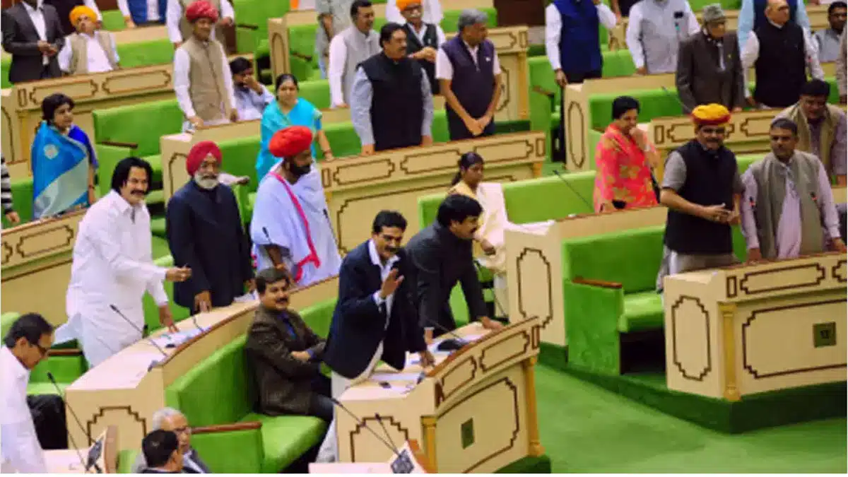 Congress MLAs staged a sit-in protest in Rajasthan