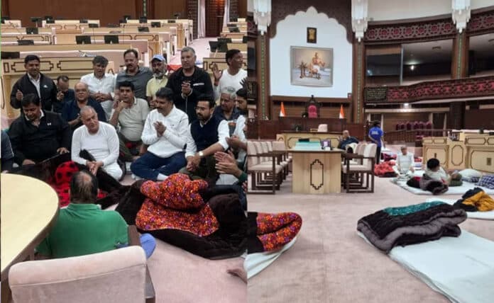 Congress MLAs staged a sit-in protest in Rajasthan