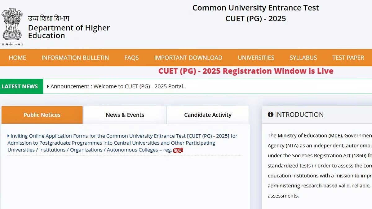 Registration for CUET PG 2025 postgraduate entrance exam closes, check details to apply