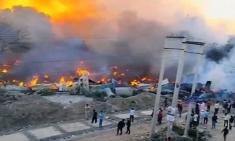 Fire at Gurugram's Basai Chowk, many huts burnt to ashes