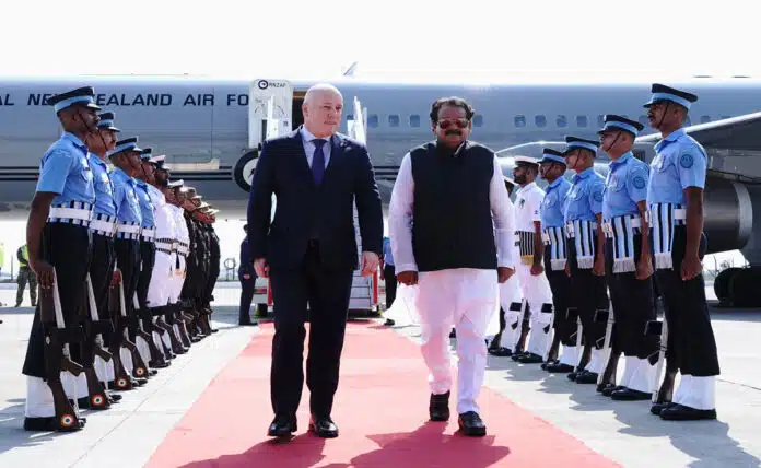 New Zealand Prime Minister Christopher Luxon arrived in India, welcomed by Union Minister SP Singh Baghel