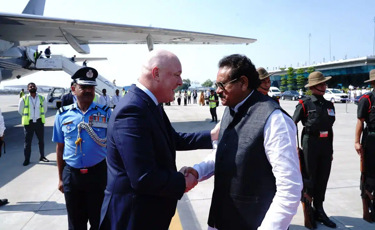 New Zealand Prime Minister Christopher Luxon arrived in India, welcomed by Union Minister SP Singh Baghel