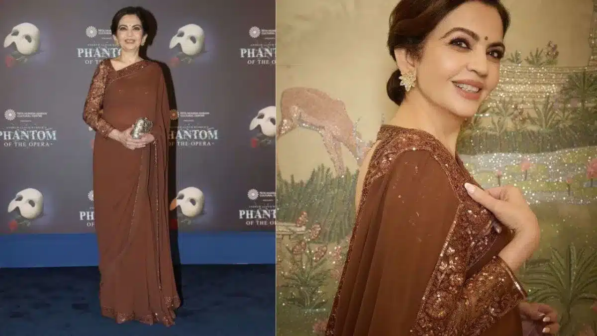 Nita Ambani's glamorous look in brown saree!