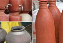 Red-Black Clay Pots Cool Water in Summer