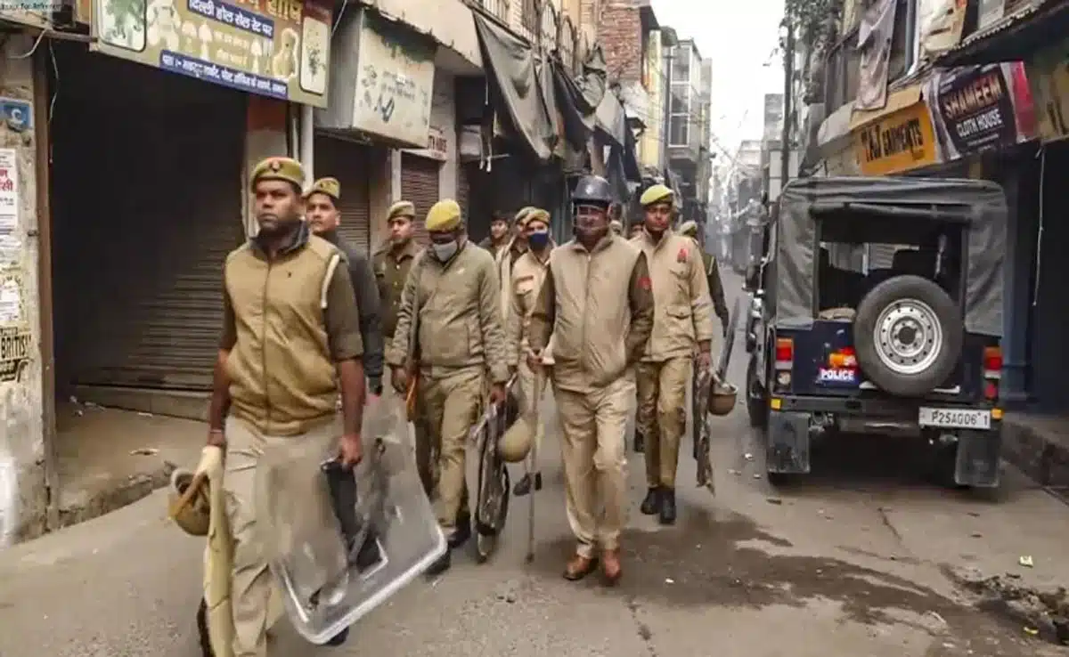 Sambhal police conducted a flag march, monitored the situation with drones amid festival celebrations