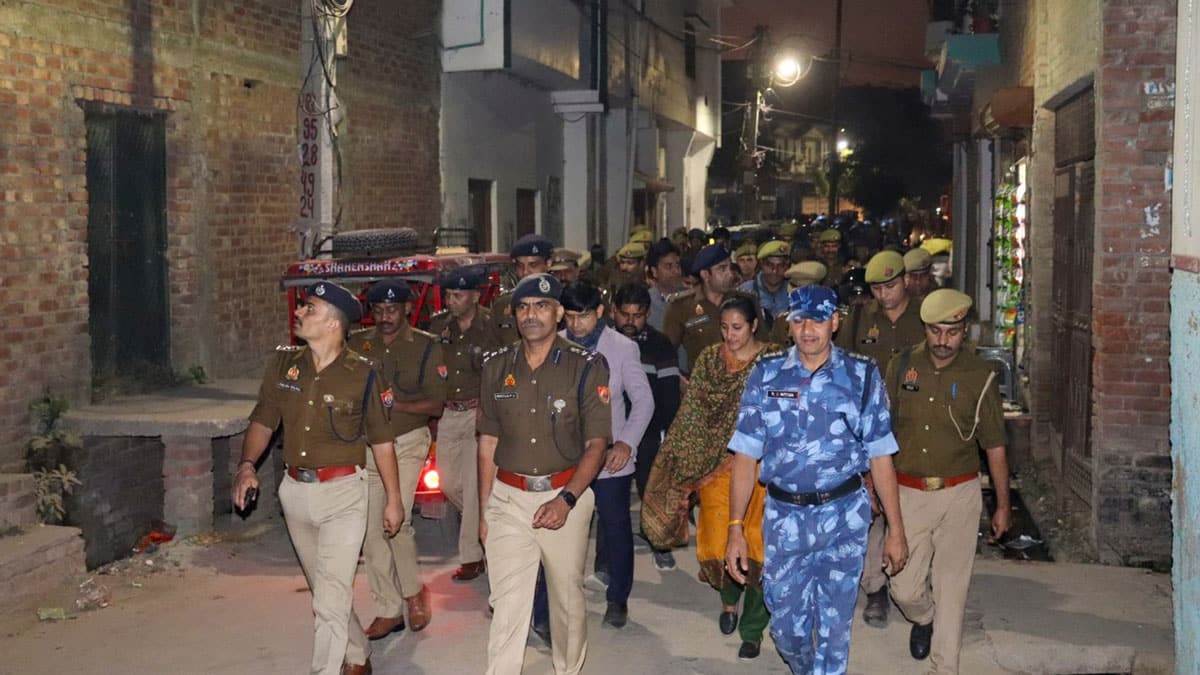 Sambhal police conducted a flag march, monitored the situation with drones amid festival celebrations