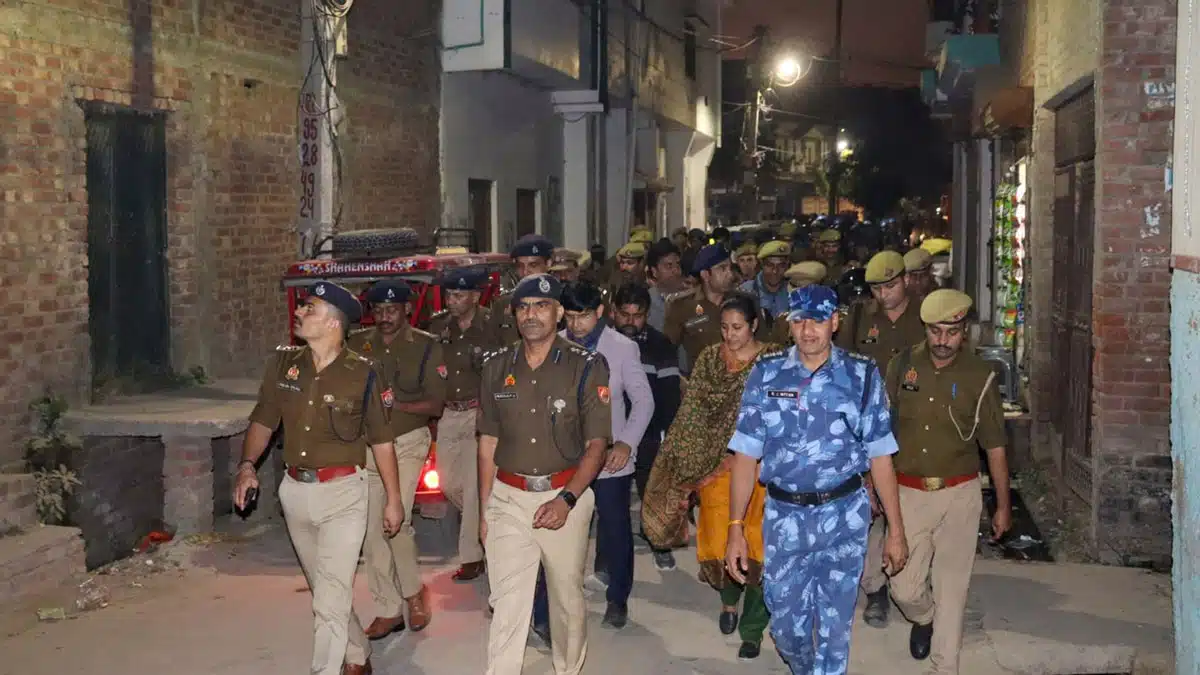 Sambhal police conducted a flag march, monitored the situation with drones amid festival celebrations