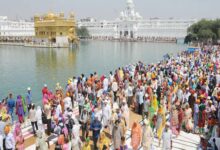 On Baisakhi, devotees take a holy dip in the 'Amrit Sarovar' at the Golden Temple in Amritsar