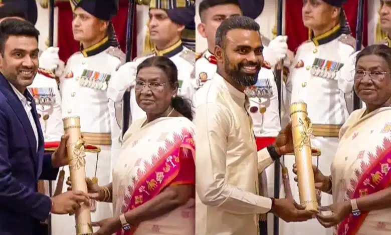 R Ashwin and Sreejesh were awarded the Padma Shri award, President Murmu honored them