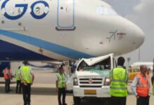 Tempo Traveller collides with IndiGo plane parked at Bengaluru airport, one injured