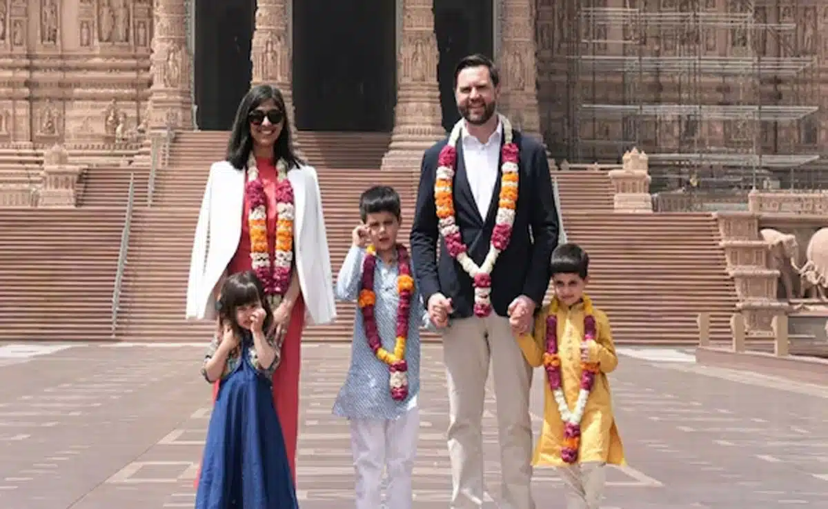 JD Vance and his family begin their trip to India with a spiritual stop at Akshardham Temple