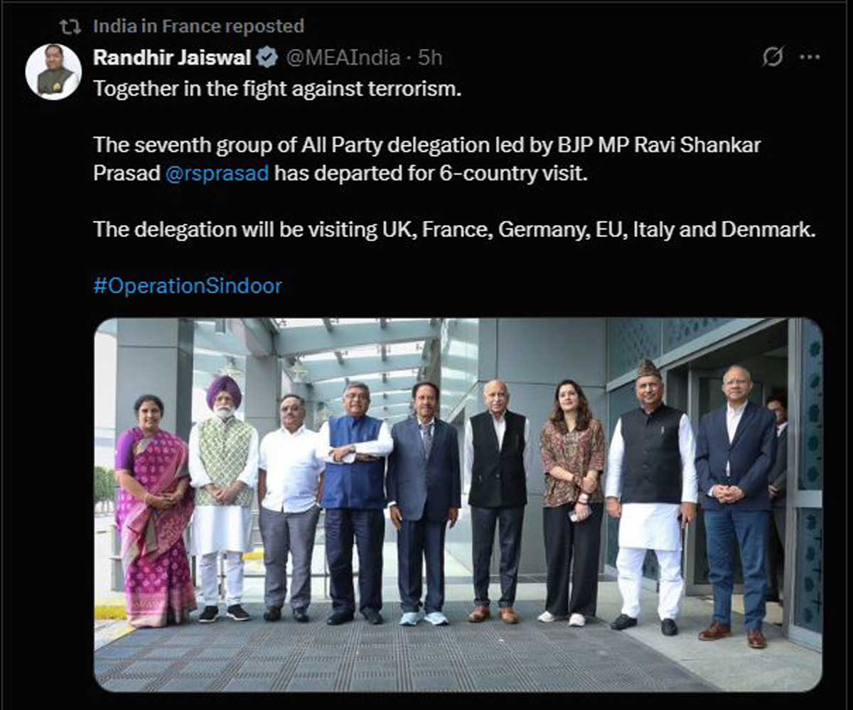 Delegation led by Ravi Shankar Prasad leaves for France