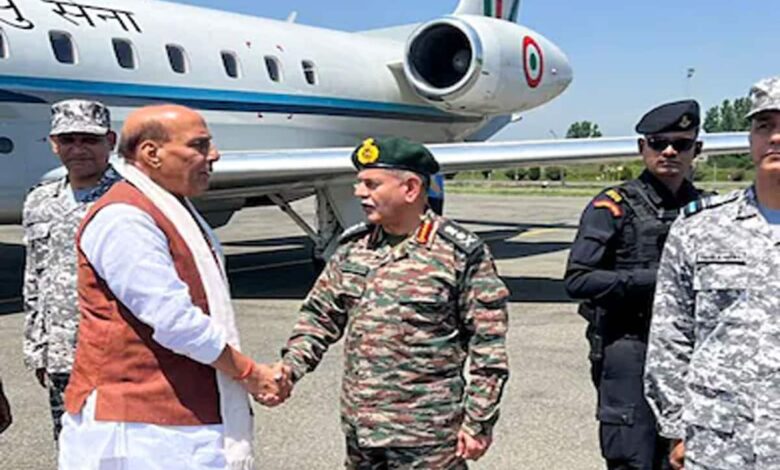 Rajnath Singh and Air Force Chief AP Singh reached Bhuj Air Force Station in Gujarat.