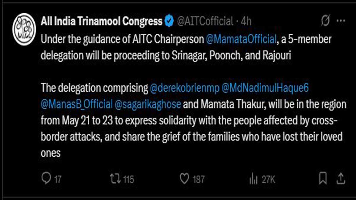 TMC delegation leaves for Jammu and Kashmir tour
