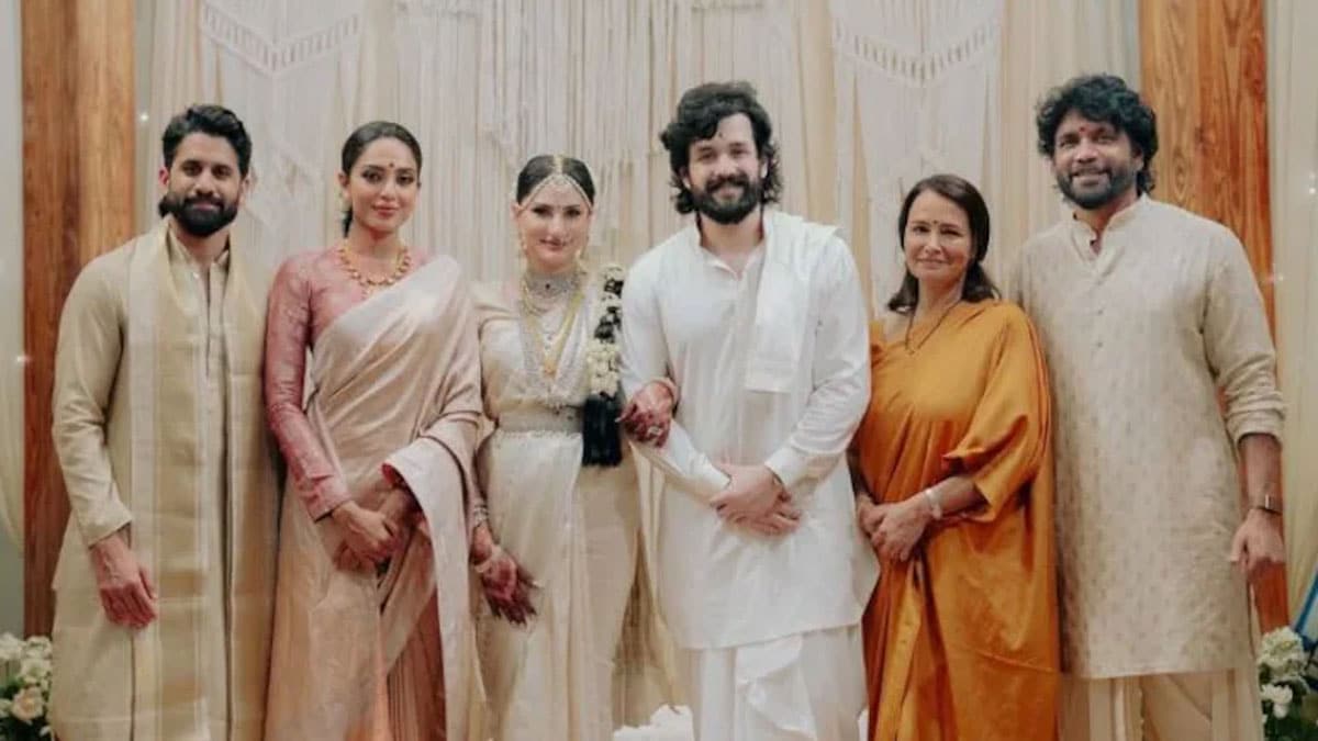 A beautiful family photo from the wedding of Akhil Akkineni and Zainab Raoji