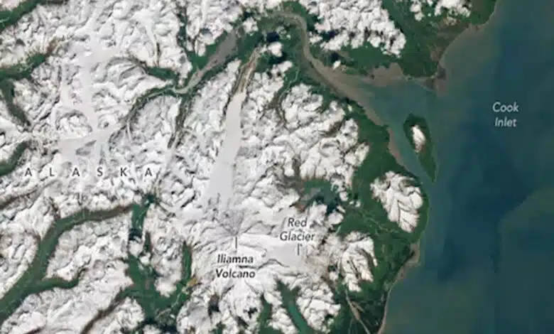 NASA took a rare picture of Alaska's Iliamna volcano from space