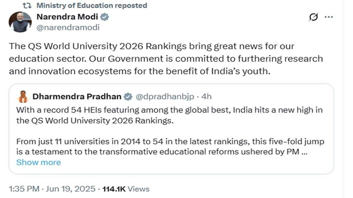 PM Modi praised India's 2026 QS World University Ranking