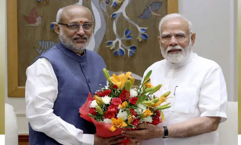 PM Modi met Vice Presidential candidate CP Radhakrishnan