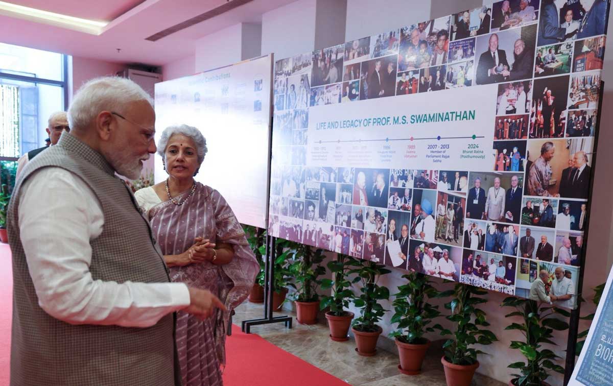 PM Modi did M S Tribute paid to Swaminathan
