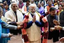 PM Modi welcomed at the NDA meeting