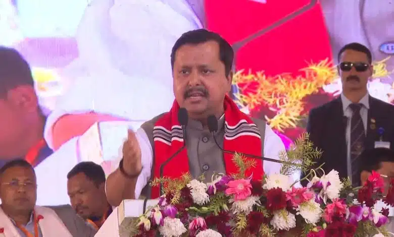 Nitin Nabin addressing the conference in Dibrugarh