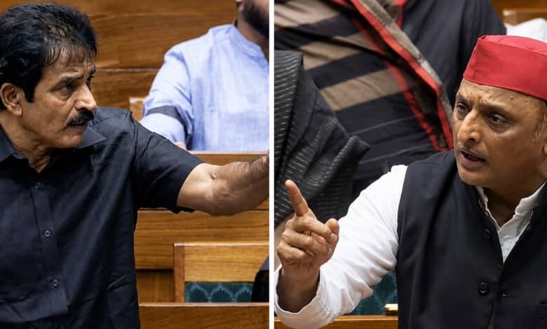 NEET Paper Leak Row Heated Exchange Between Akhilesh Yadav and KC Venugopal in Parliament Questions Raised Over Congress Stand