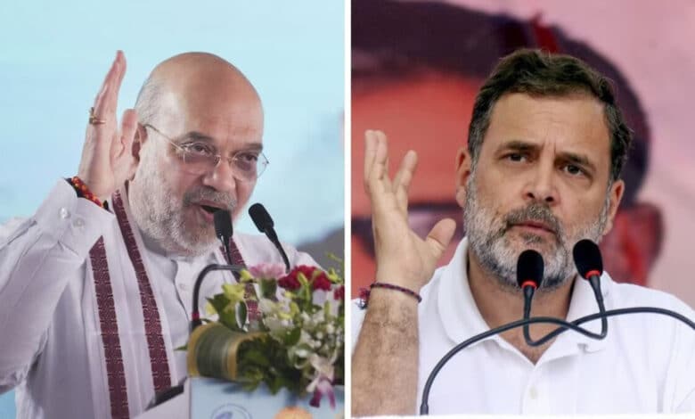 Rahul Gandhi seeks answers from Amit Shah students stage a protest
