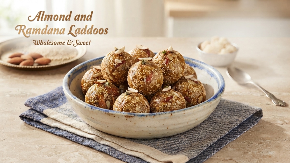 Make delicious almond and ramdana laddoos at home.