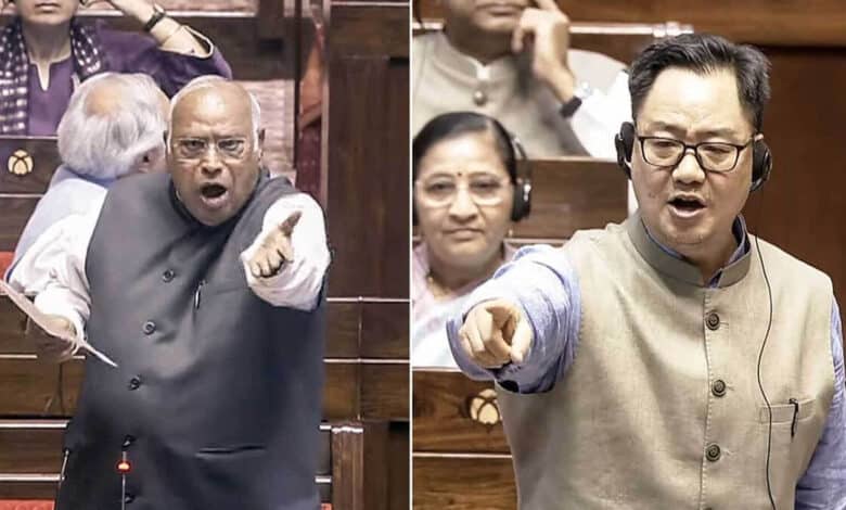 Mallikarjun Kharge demand to Amit Shah in the Rajya Sabha Kiren Rijiju gave a befitting reply