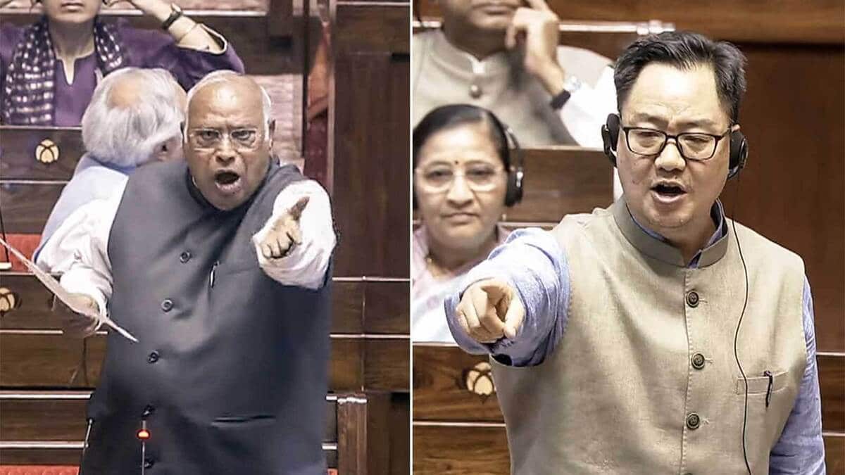 Mallikarjun Kharge demand to Amit Shah in the Rajya Sabha Kiren Rijiju gave a befitting reply