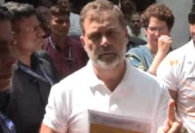 Rahul Gandhi stages sit-in demanding FIR registration a protester at the police station seen with injuries allegedly caused by a pellet gun