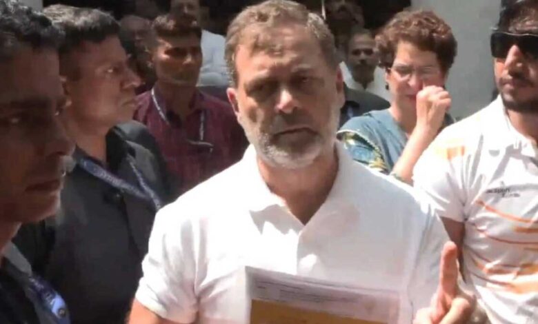 Rahul Gandhi stages sit-in demanding FIR registration a protester at the police station seen with injuries allegedly caused by a pellet gun