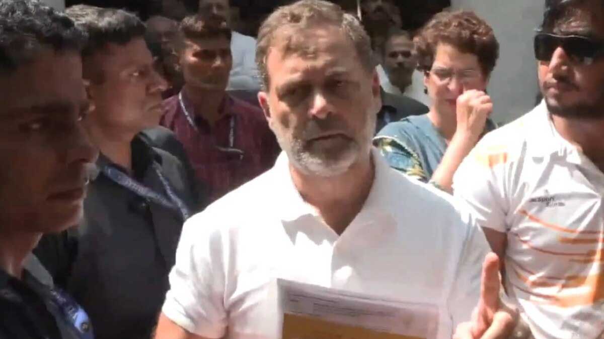 Rahul Gandhi stages sit-in demanding FIR registration a protester at the police station seen with injuries allegedly caused by a pellet gun
